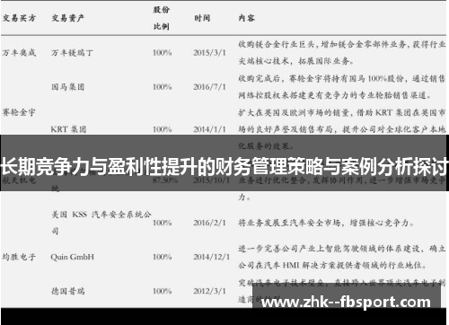 长期竞争力与盈利性提升的财务管理策略与案例分析探讨